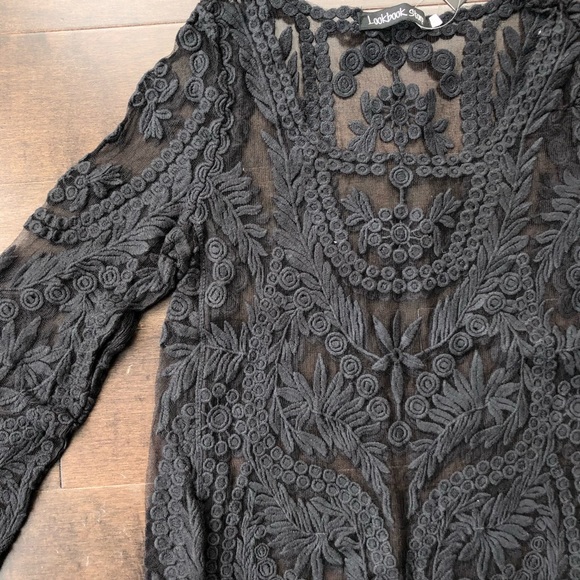 Black lace long sleeve top - Picture 2 of 3